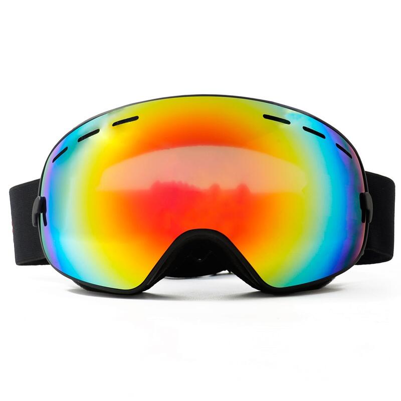 Masque de ski / Masque de snowboard noir - Verre miroir rouge