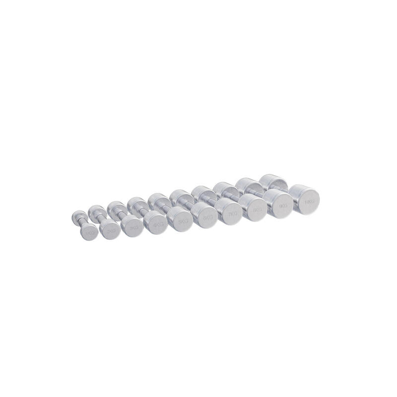 Set de 2 Gantere cromate cu greutate fixa Komplettset inkl. Hantelständer