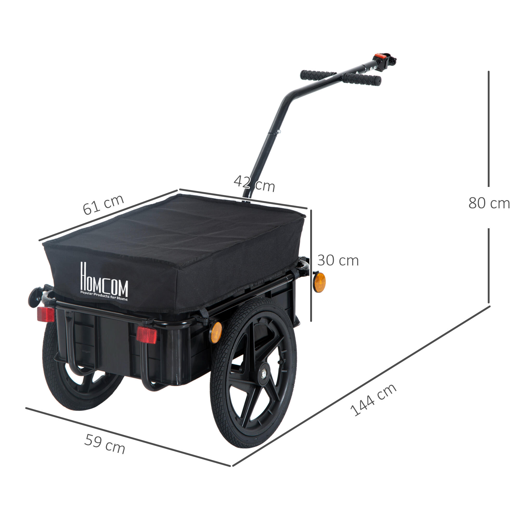 Remolque de Bicicleta HOMCOM 144x59x80 cm negro 3/7