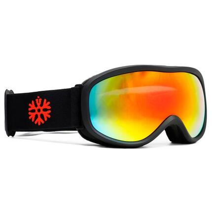 Kinder-Skibrille / Snowboardbrille, schwarz-rot verspiegeltes Glas