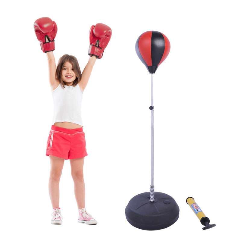 Saco de Boxe de Pé Ø43x145 cm Vermelho e Preto HOMCOM