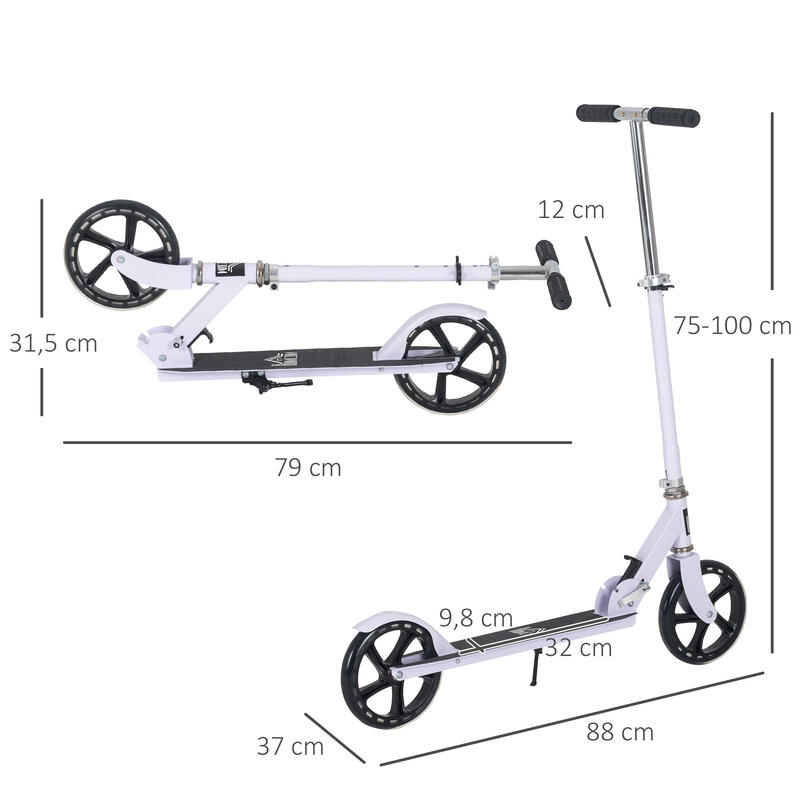 Scooter Infantil HOMCOM 88x37x100 cm Blanco