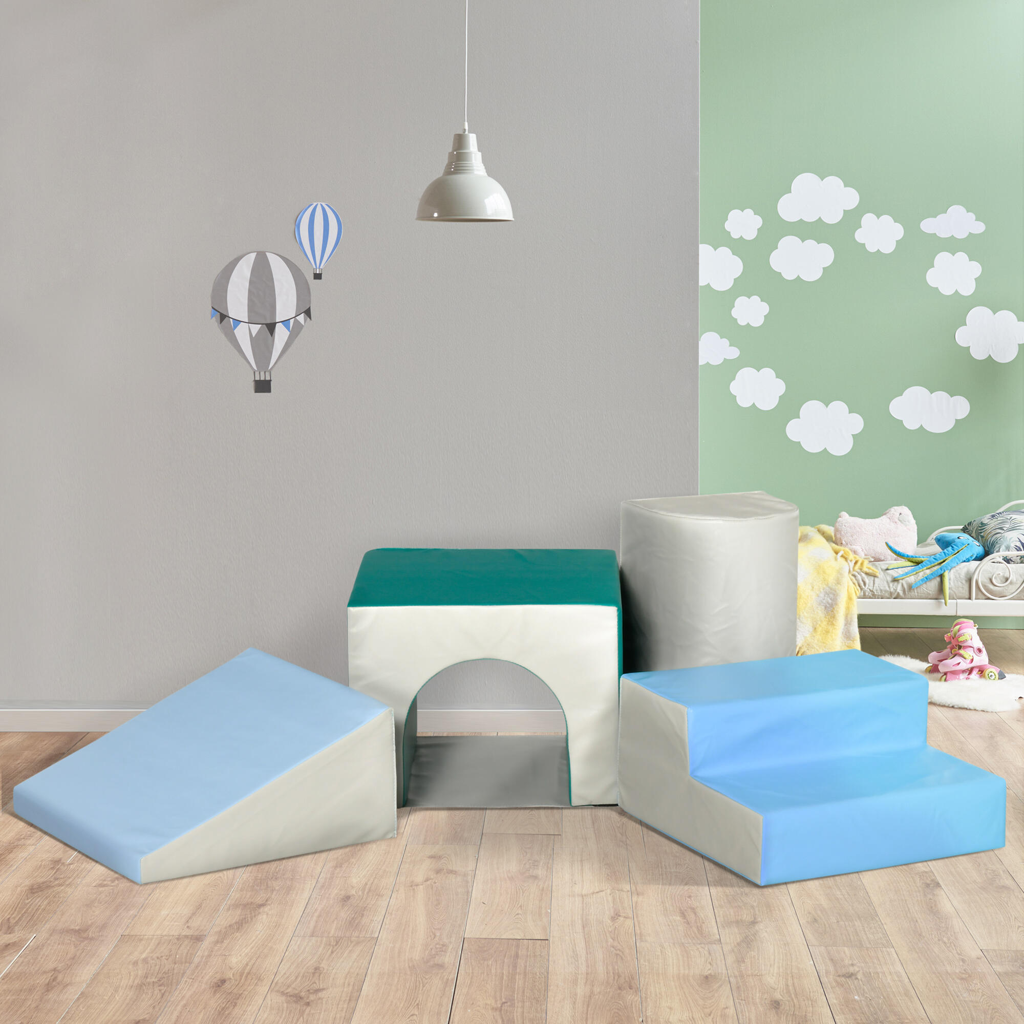 Set 4 Bloques Espuma HOMCOM 150x50x39 cm Multicolor 2/7