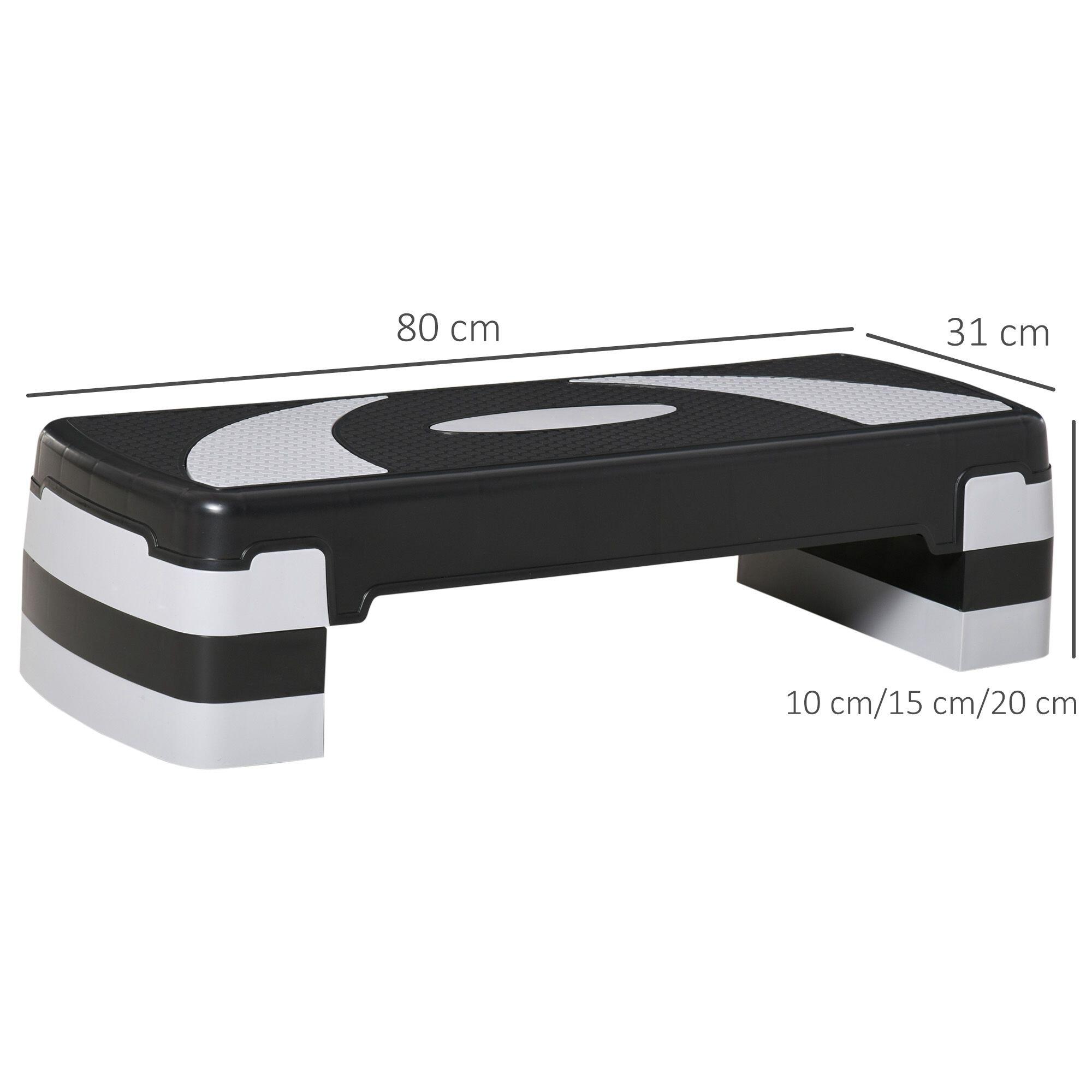 Stepper aérobique, hauteur réglable sur 3 niveaux, 80 x 31 x 20 cm, noir et gris 5/9
