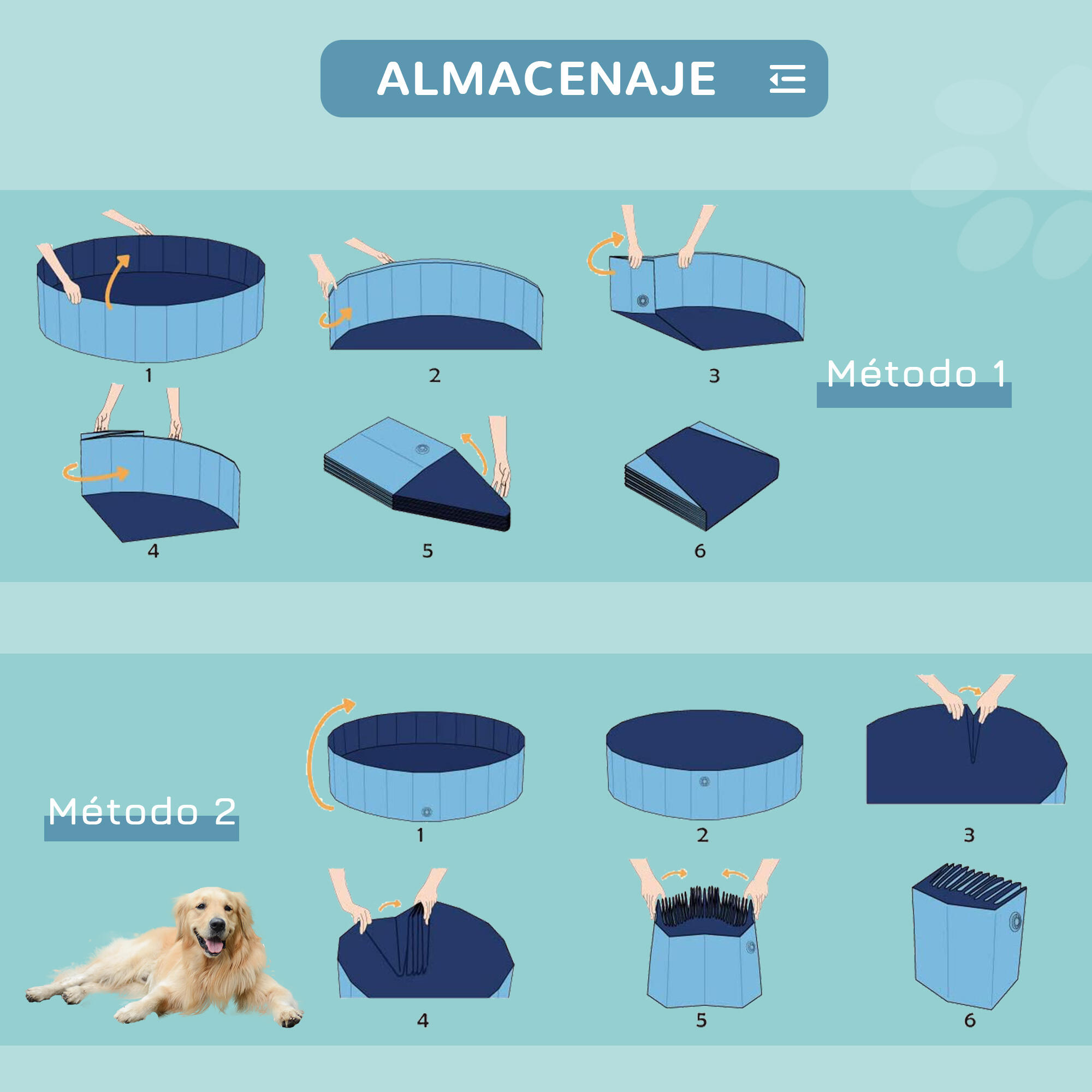 Piscina para Mascotas PawHut Ø140x30cm Azul 6/7