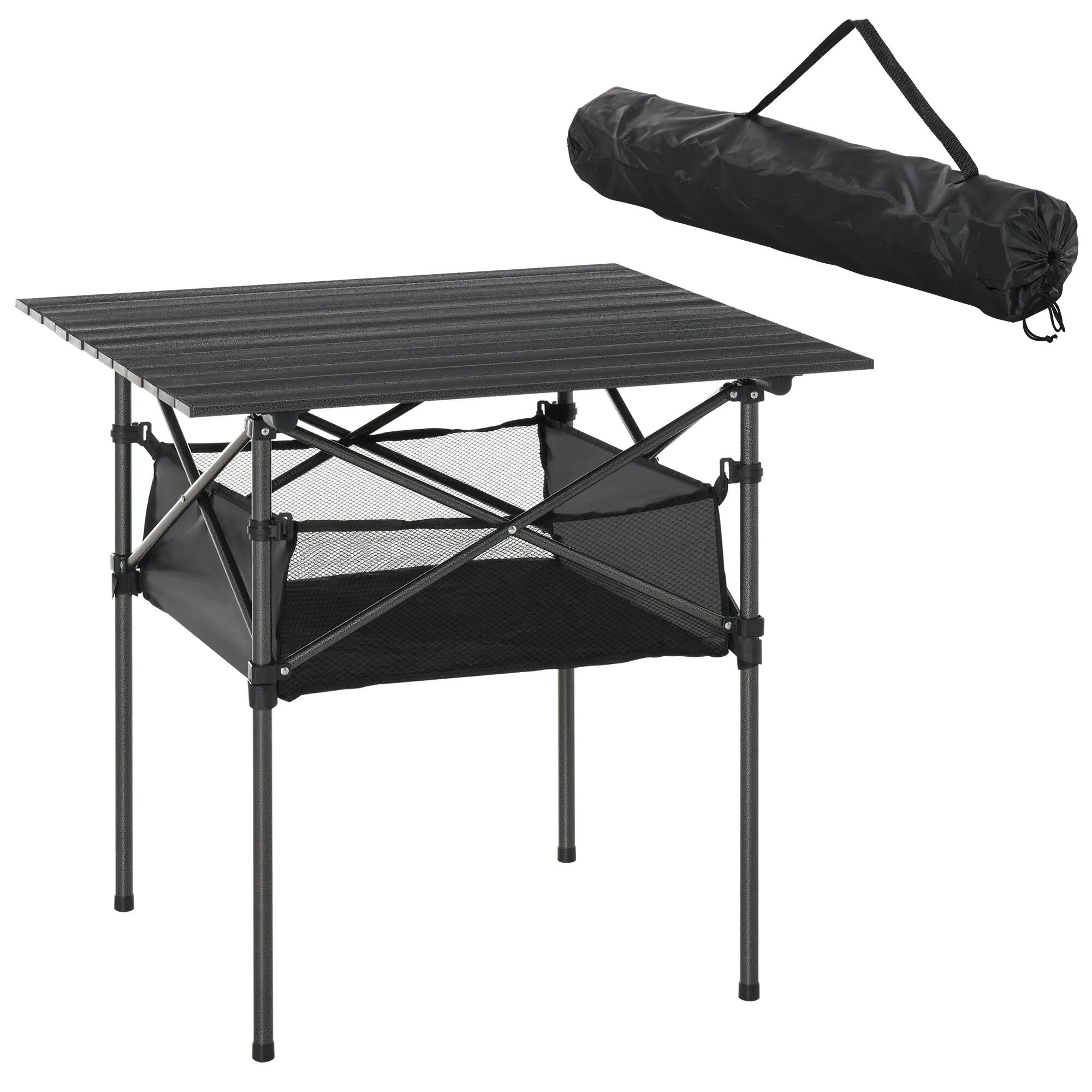 Table pliante - Plein air - Aluminium, acier - Noir 1/6