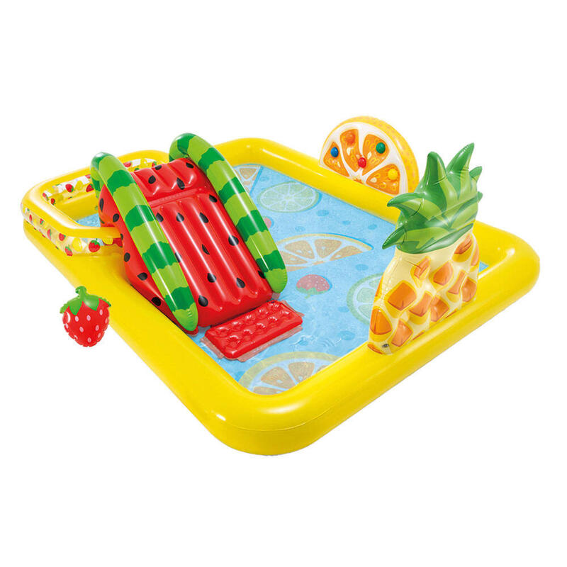 Centro de juegos INTEX frutas con tobogán y pulverizador