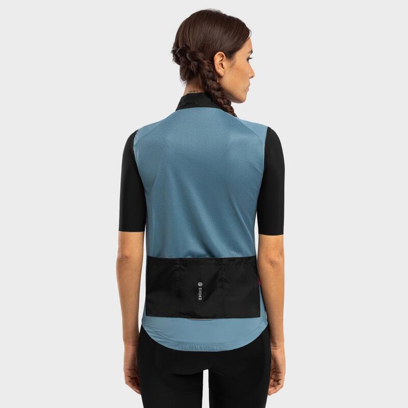 Gilet antivento da ciclismo da donna V1-W Manghen SIROKO Blu Acciaio