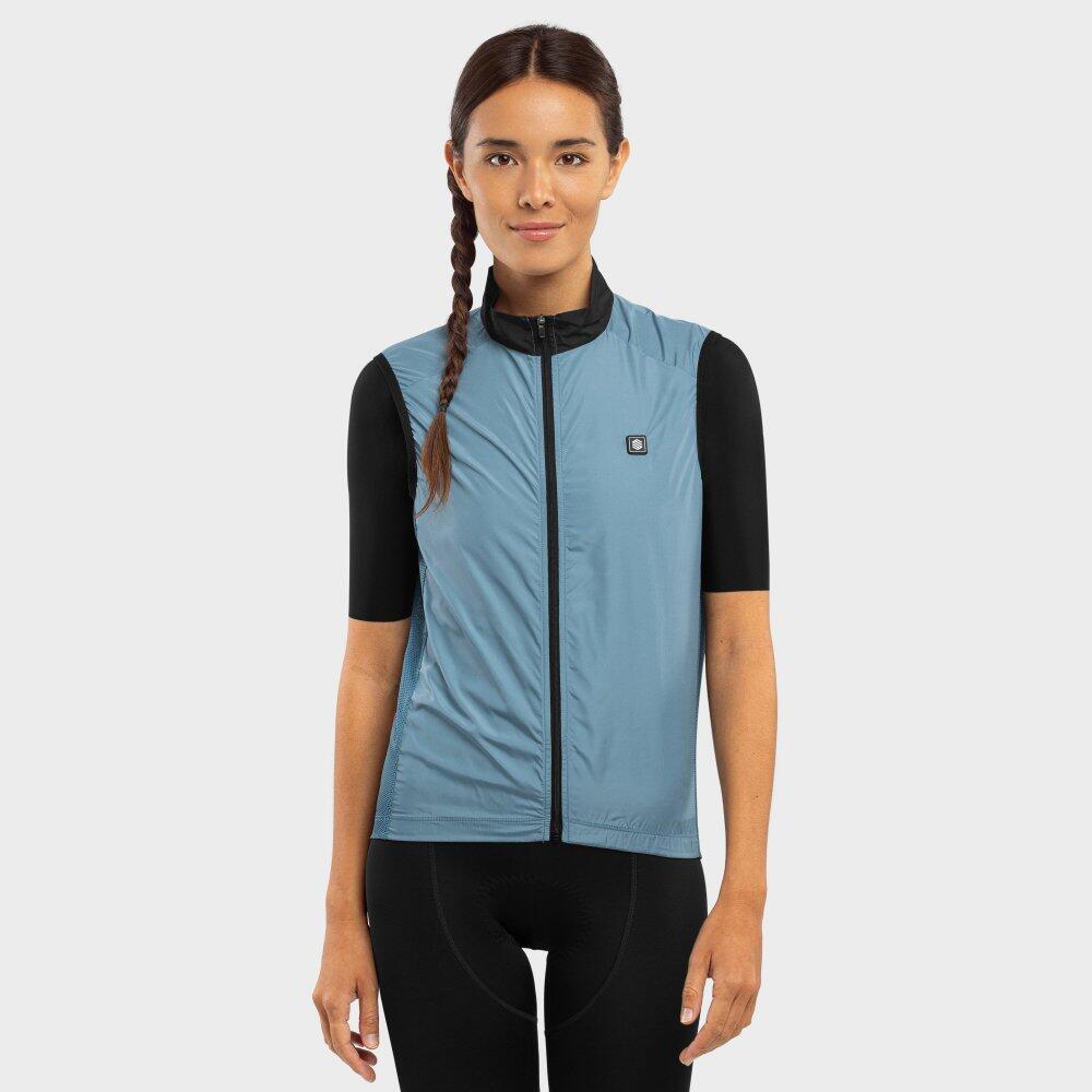 V1-W Manghen Gilet antivento da ciclismo da donna Blu acciaio