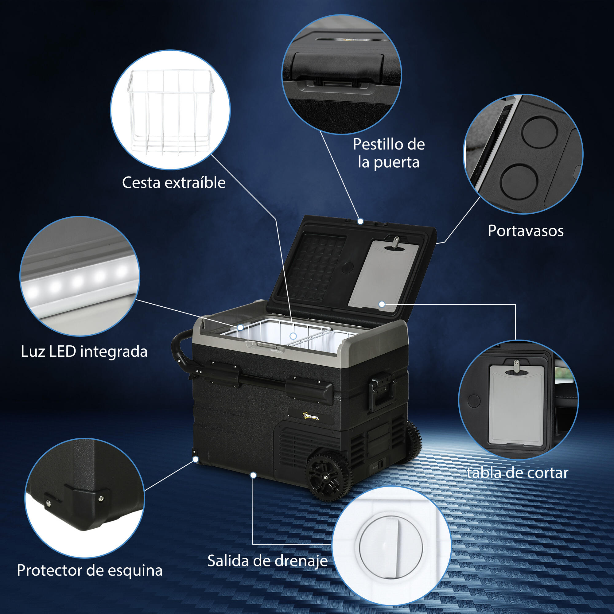 Congelador de Compresor Outsunny 71.1x46x57.1 cm Negro 6/7