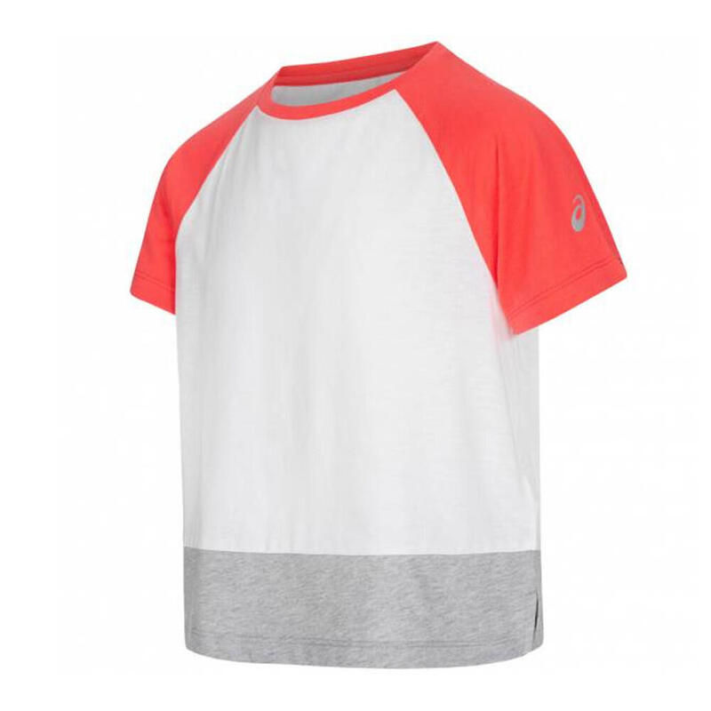 T-shirt blanc Fille Asics Color Block