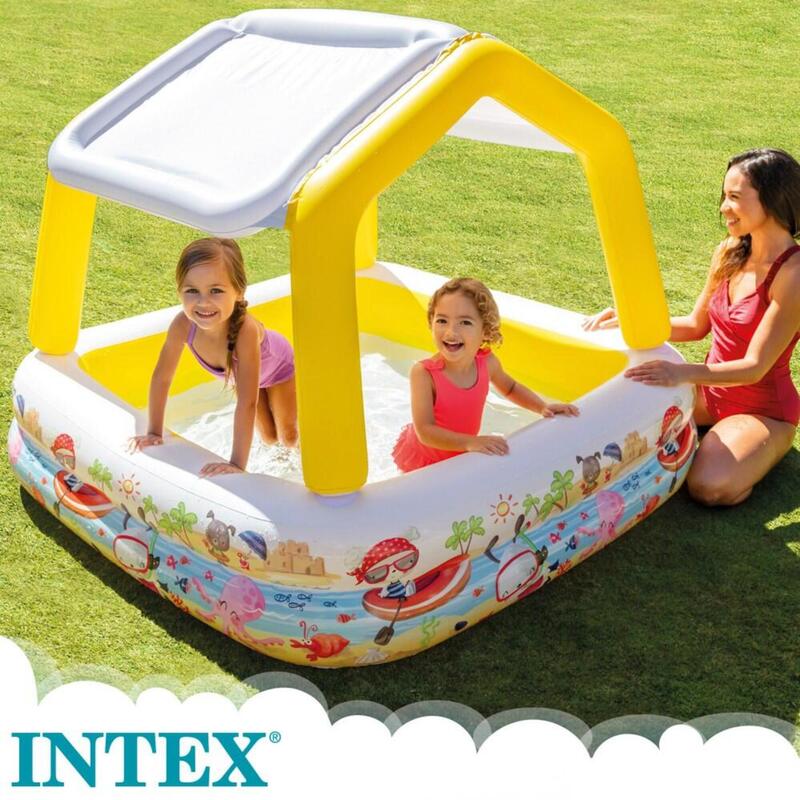 Piscina hinchable infantil INTEX con toldo extraíble - 157x157x122 cm - 295 l