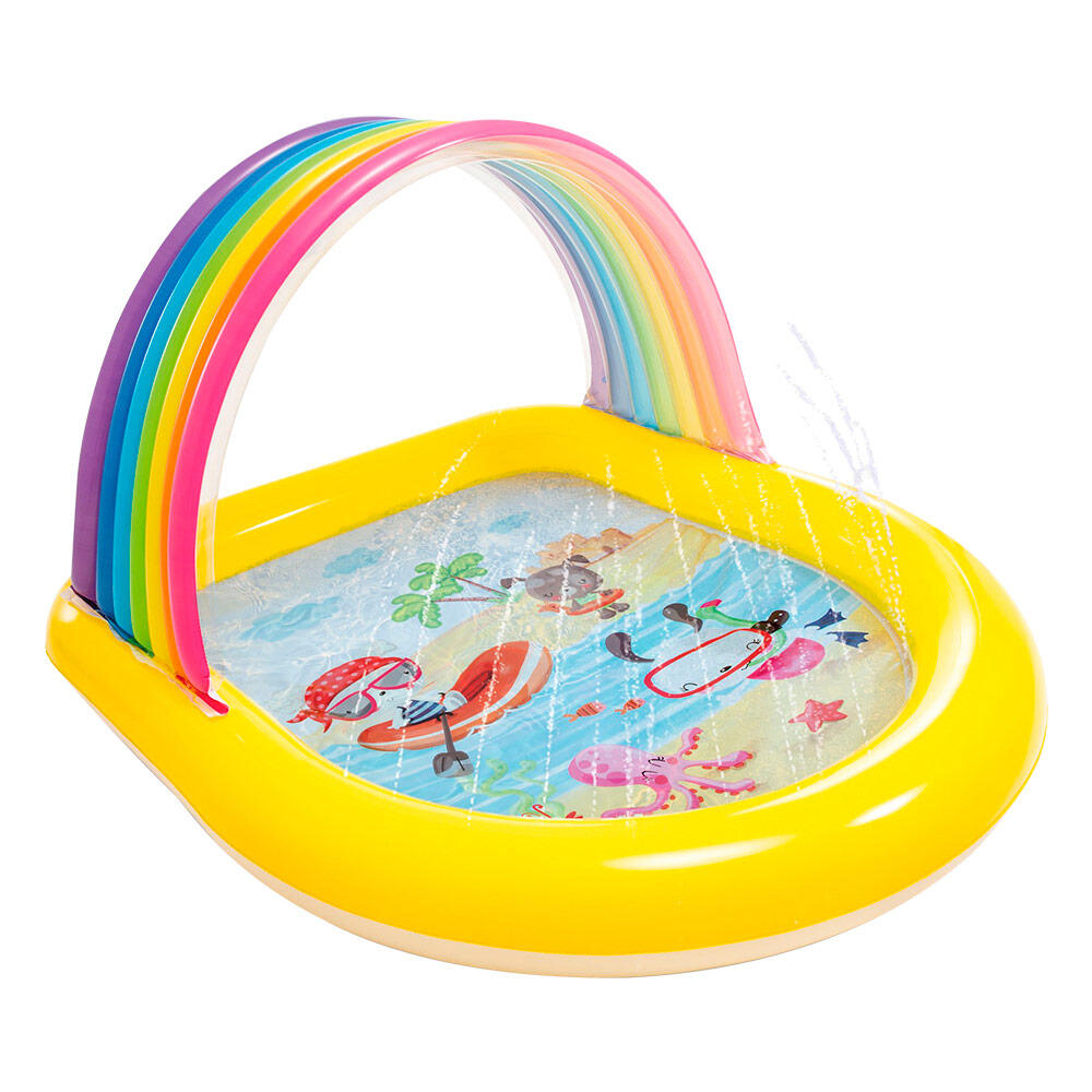 Piscina desmontable Criança arco iris con toldo y aspersor Intex 130x147 cm