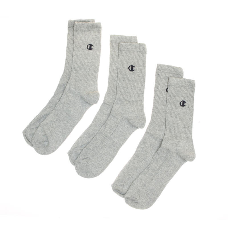 X3 Paires de Chaussettes Grises Mixte Champion