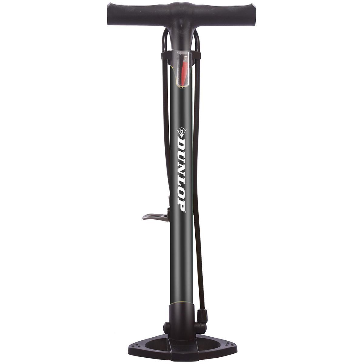 Pompe vélo Dunlop avec manomètre - 12 bar - valve universelle - sol