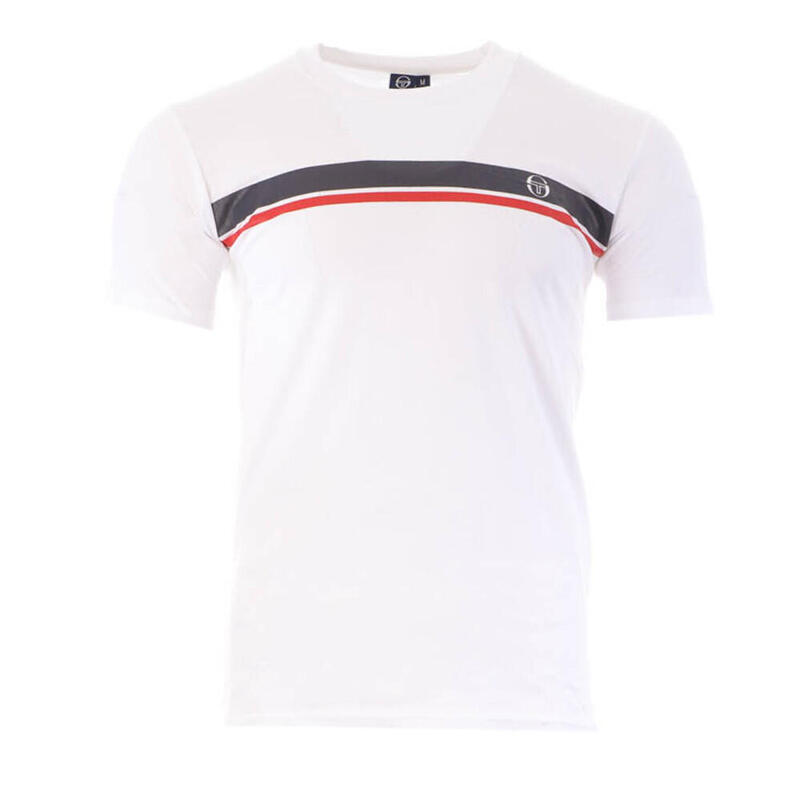 T-shirt Blanc/Marine Homme Sergio Tacchini Stripe A