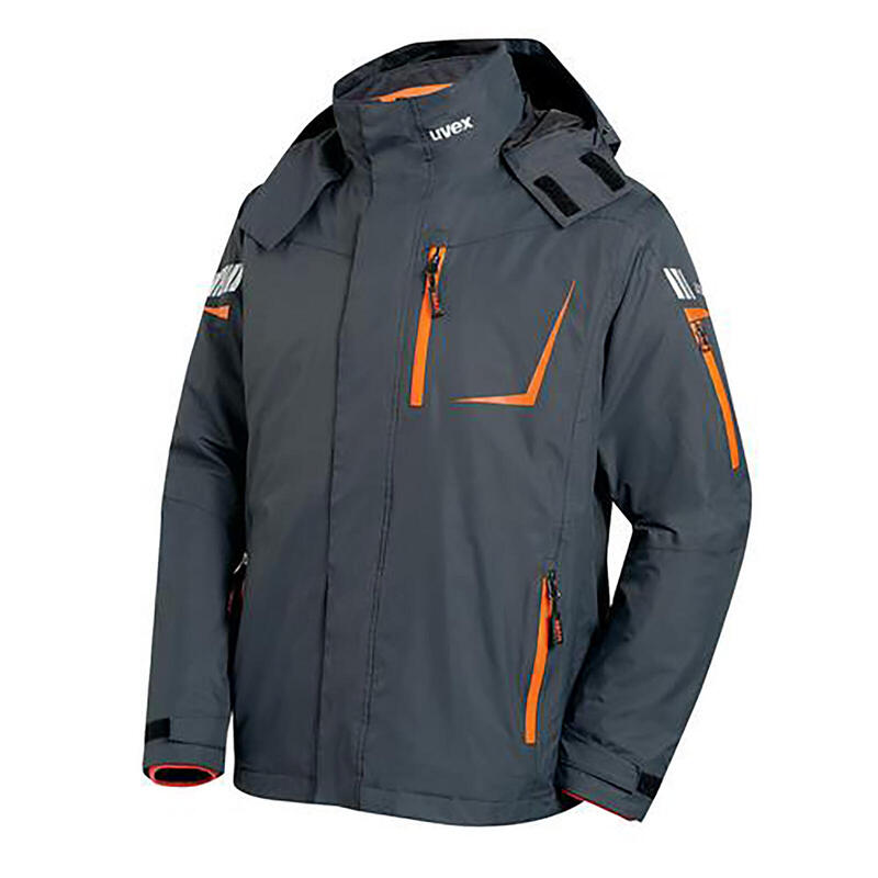 uvex Wetterjacke metal grau, orange, anthrazit Gr. M