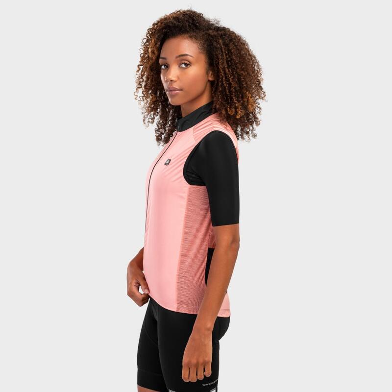 Gilet antivento da ciclismo da donna V1-W Pink Wind SIROKO Rosa Pesca