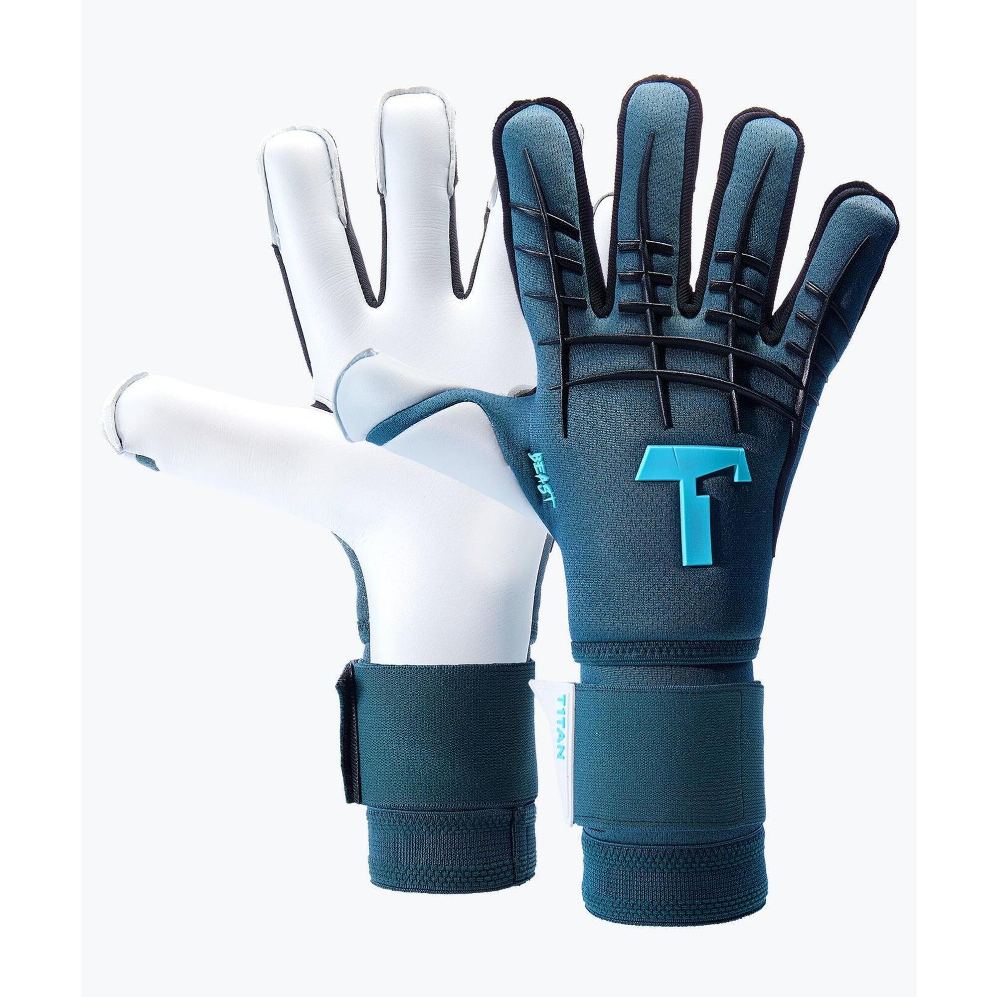 T1tan - Gants De Gardien De But Football Adulte Petrol Beast 3.0 Avec Barrettes - Gants De Gardien - Bleu -  8 À 10 Ans - Decathlon