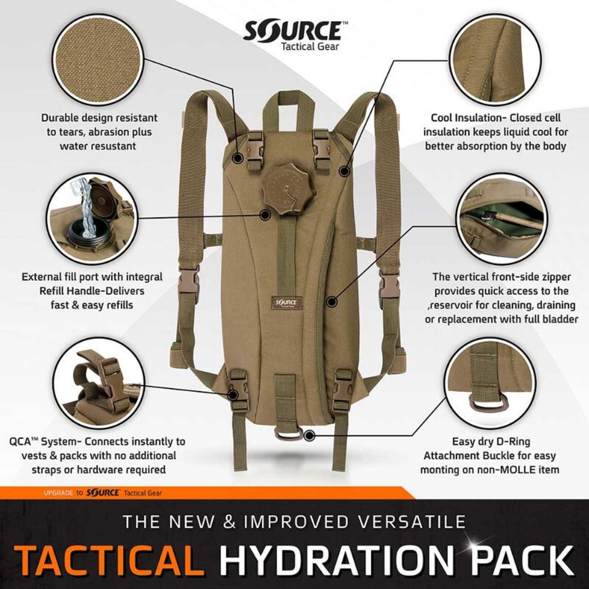 Sac à eau tactique - pack d'hydratation 3 litres sac à dos - Noir