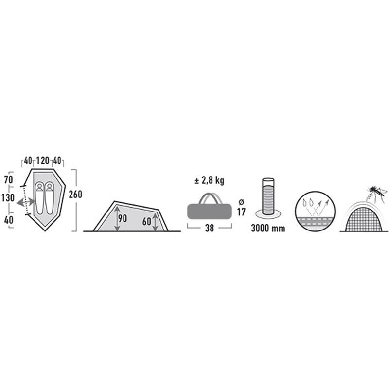 Sparrow 1-2 persoonstent Fietstent Eenpersoonstent Trekkingtent 2,8 kg