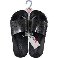 XQ - Slippers Dames - Fashion - Zwart - Badslippers dames - Gevormd voetbed