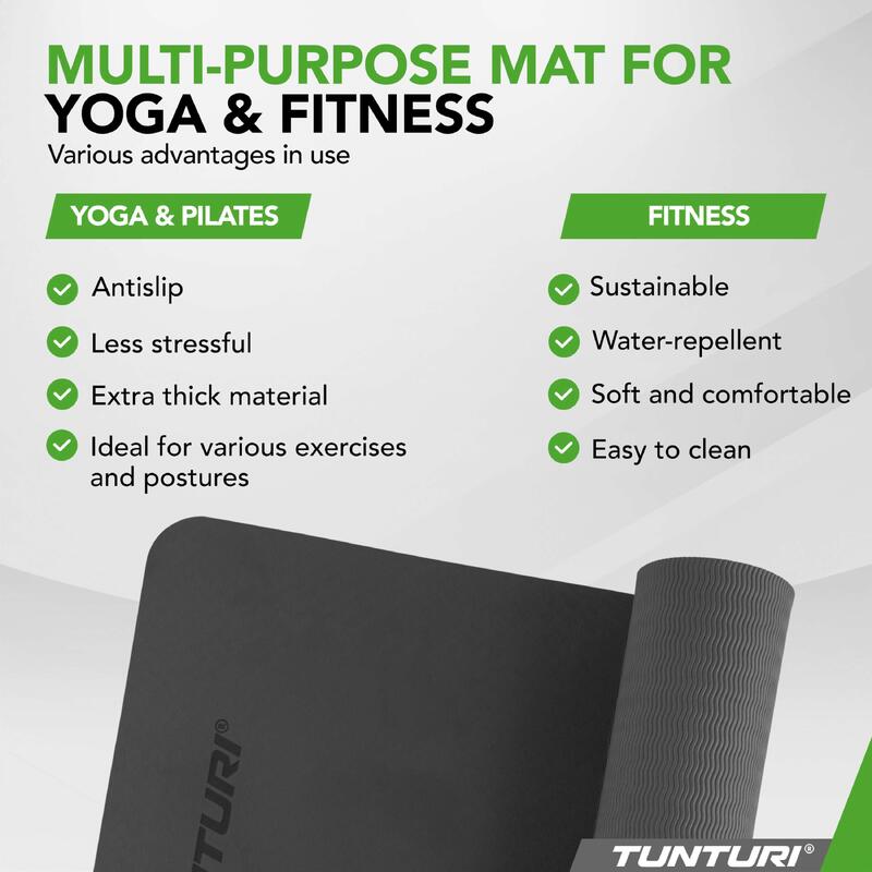 Yoga mat 8mm - Pilates Mat - Extra Dikke Fitness Mat - 183x61x0,8 cm - Anti Slip