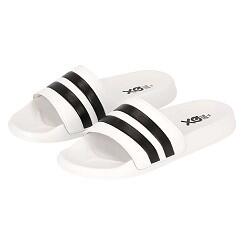 XQ | Tongs homme | Rayures | Blanc/Noir | Taille 43 | Pantouffles de bain homme