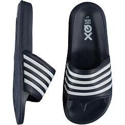 XQ - Slippers Dames - Stripes - Navy - Badslippers dames - Gevormd voetbed