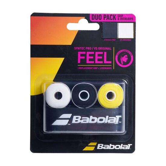 Grip Babolat Syntec Pro X1 Vs Original X3 Bianco Nero E Giallo