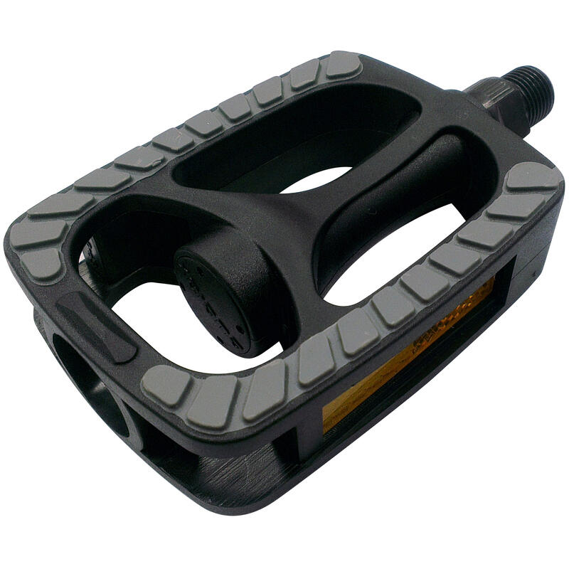 Union pedalen SP-813. 9/16" Kunststof, zwart grijs non-slip (hangverpakking)