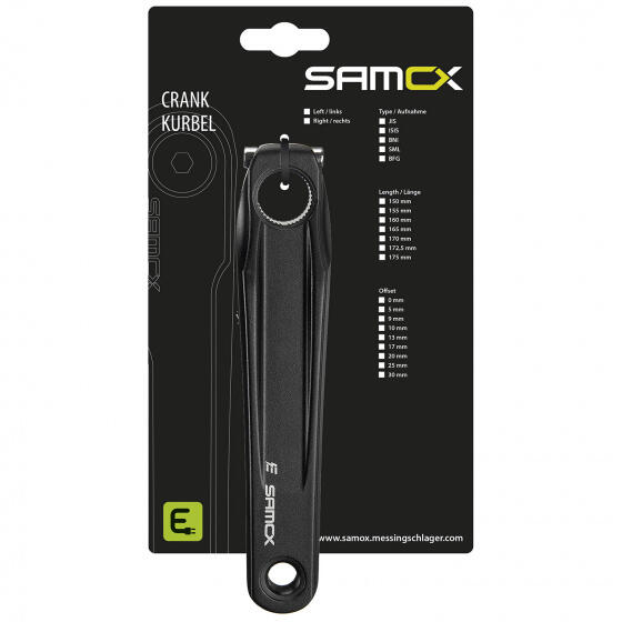 Samox crank links Hollowtech 175 mm offset 13 mm alu zwart