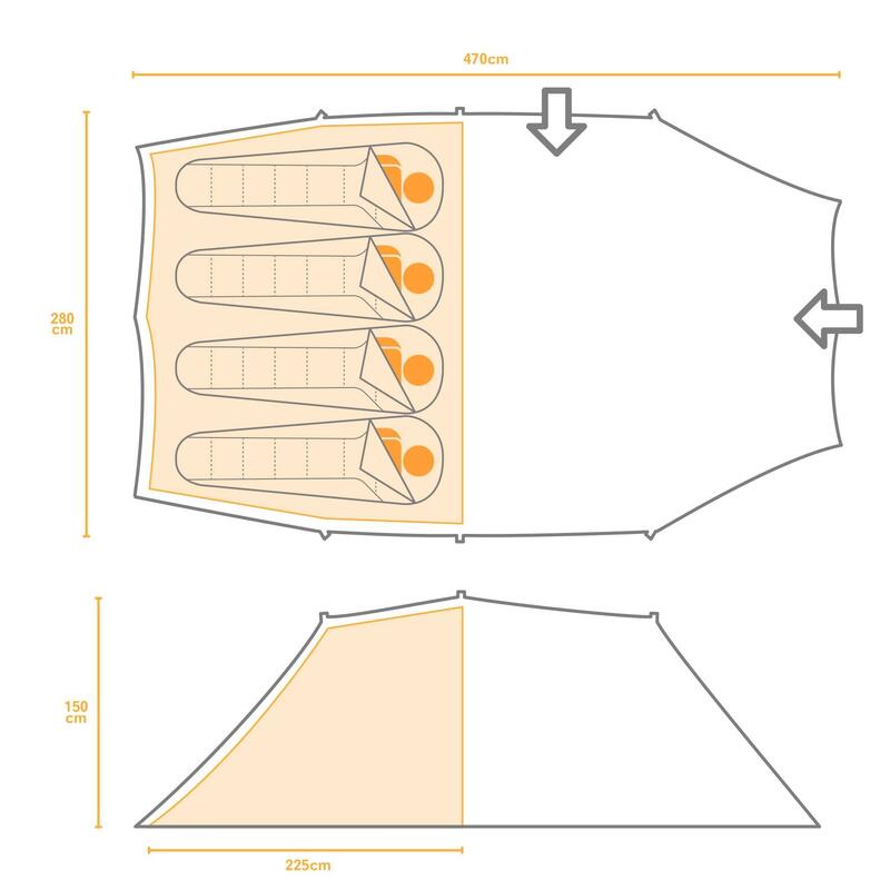 Tente 4 personnes VESTER (Vert)