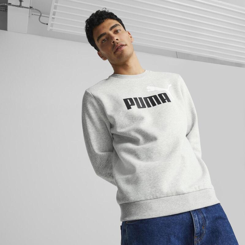 Bluza barbati Puma Essentials Two-Tone Big Logo Crew Neck, Gri