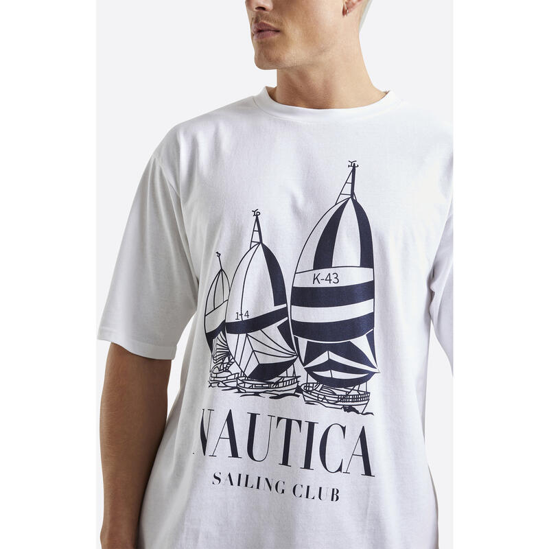 Tricou barbati Nautica Denton Oversized, Alb