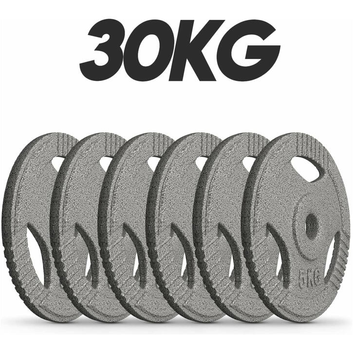 Set discuri fonta cu maner, 6 x 5kg, 30mm, Physionics