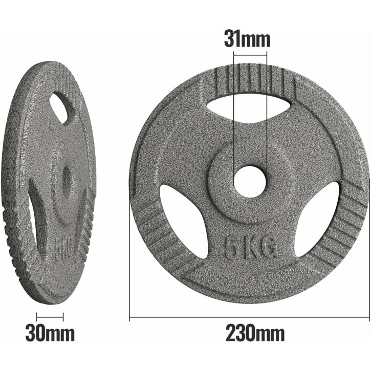 Set discuri fonta cu maner, 6 x 5kg, 30mm, Physionics