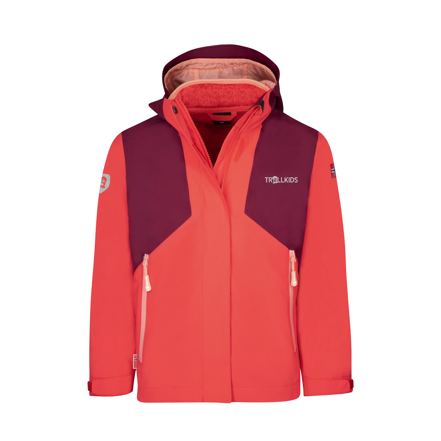 Girl 3-in-1 jacket PREIKESTOLEN burgundy red/light cherry red/dahlia pink