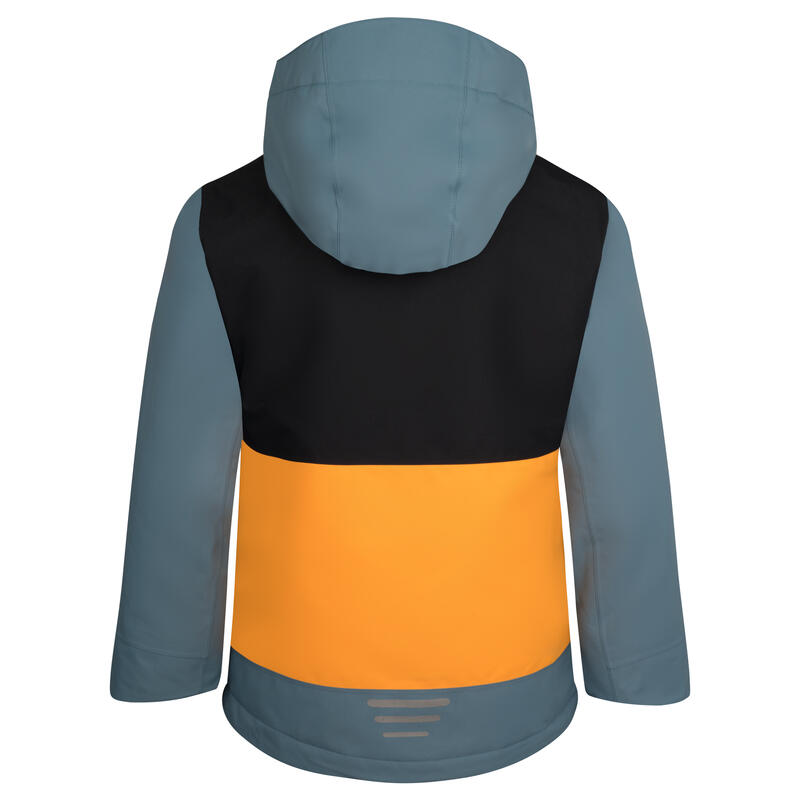 wasserdichte atmungsaktive Kinder Ski-Jacke RAULAND Schwarz/Stahlblau/Mango