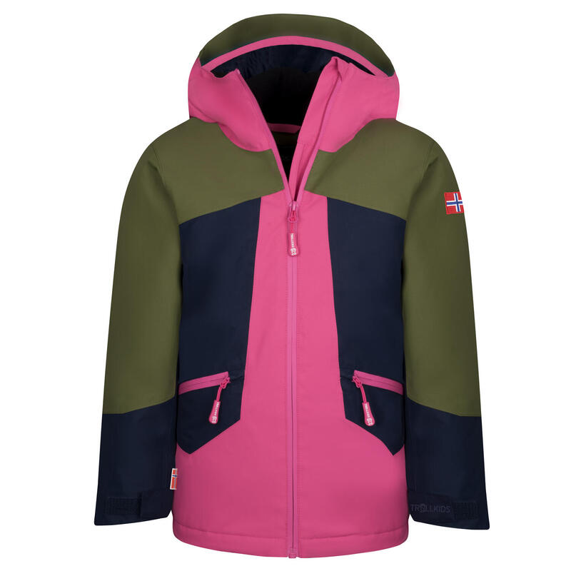 Veste de ski fille RAULAND Olive foncé/Magenta clair/Marine