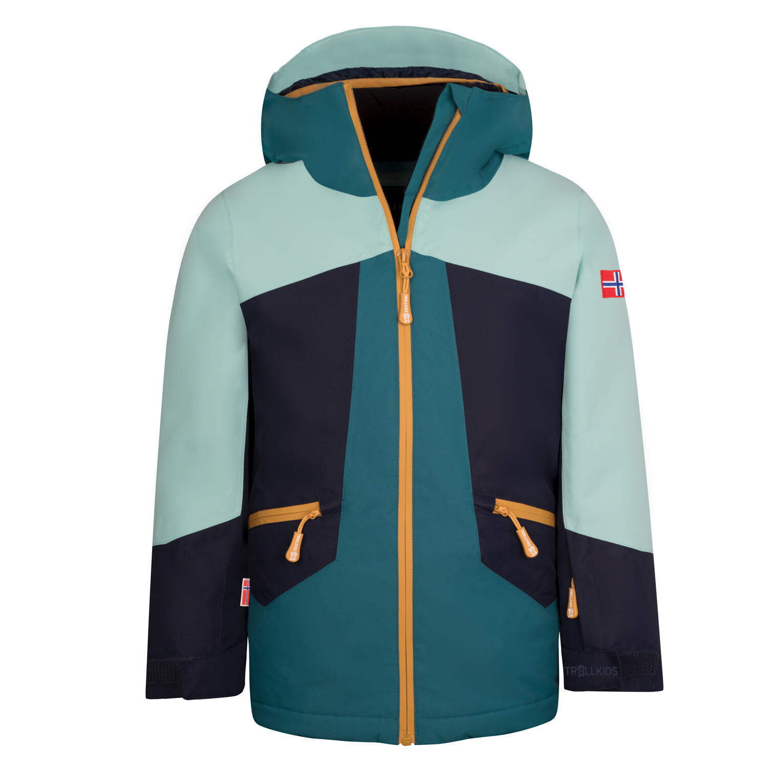 RAULAND girls' ski jacket in water blue/tea blue/navy/honey