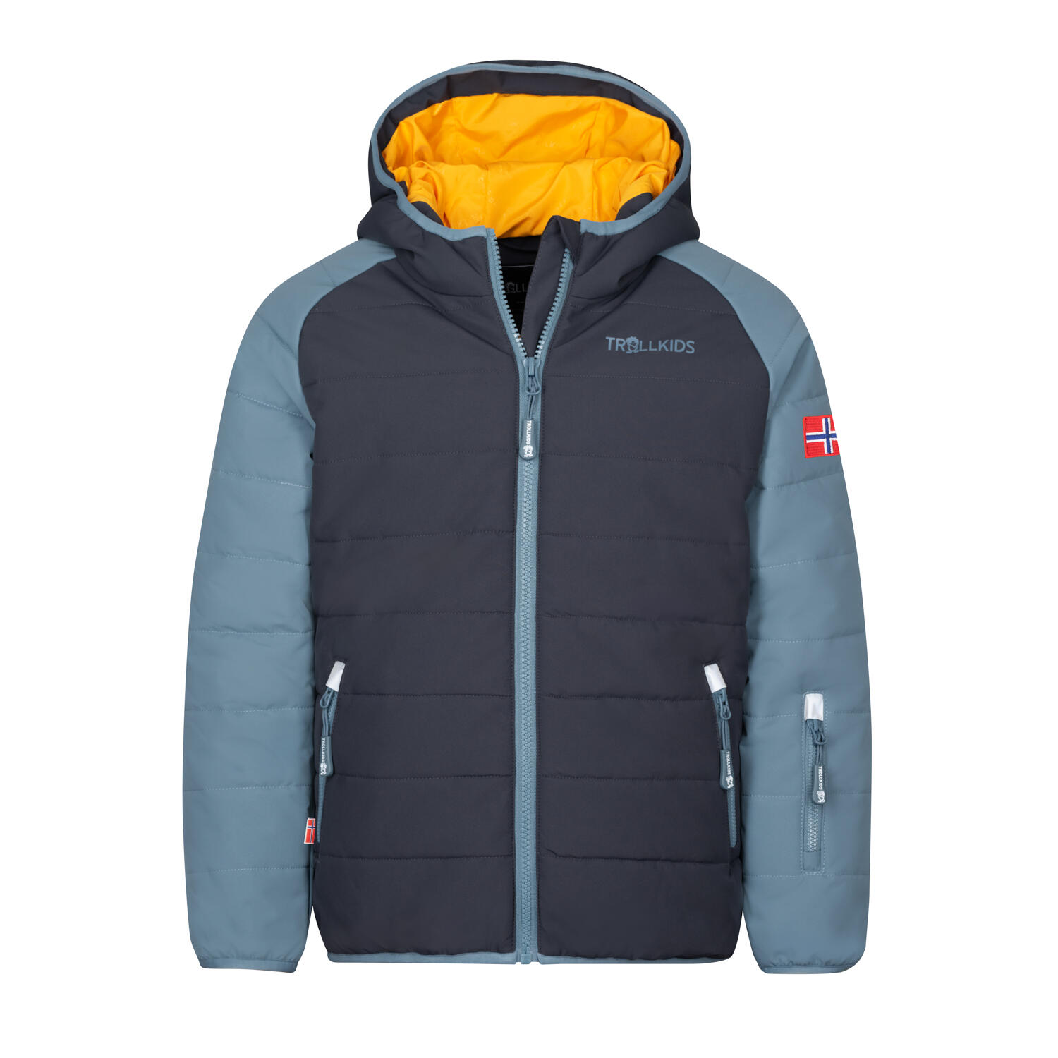 TROLLKIDS Kinder Skijacke Hafjell PRO Schwarz/Stahlblau/Mango