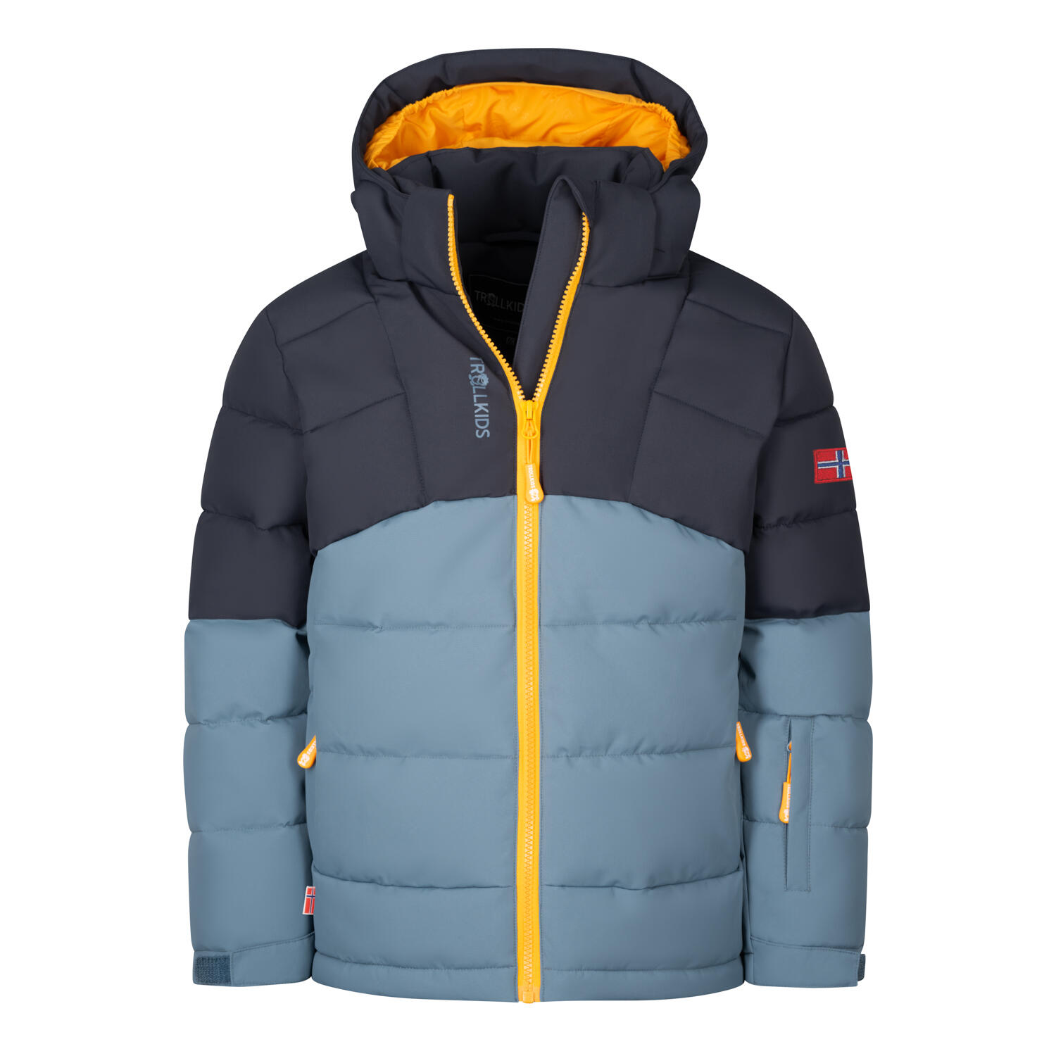 Gryllefjord children's winter jacket black/steel blue/mango