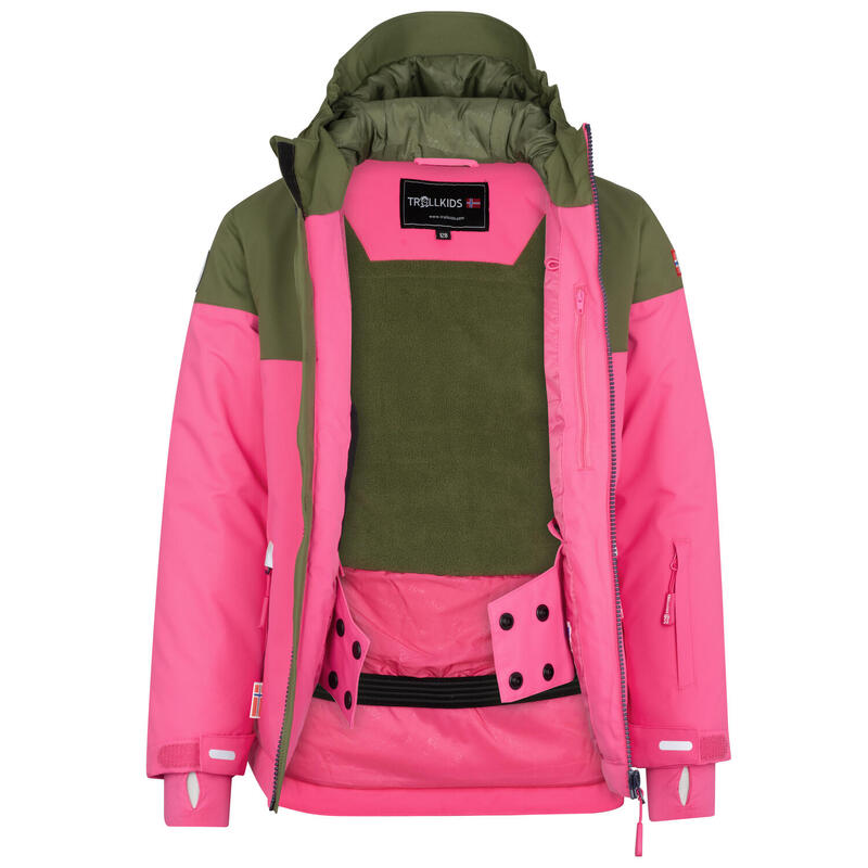 Mädchen Skijacke Hallingdal Dunkle Olive/Hellmagenta/Marine