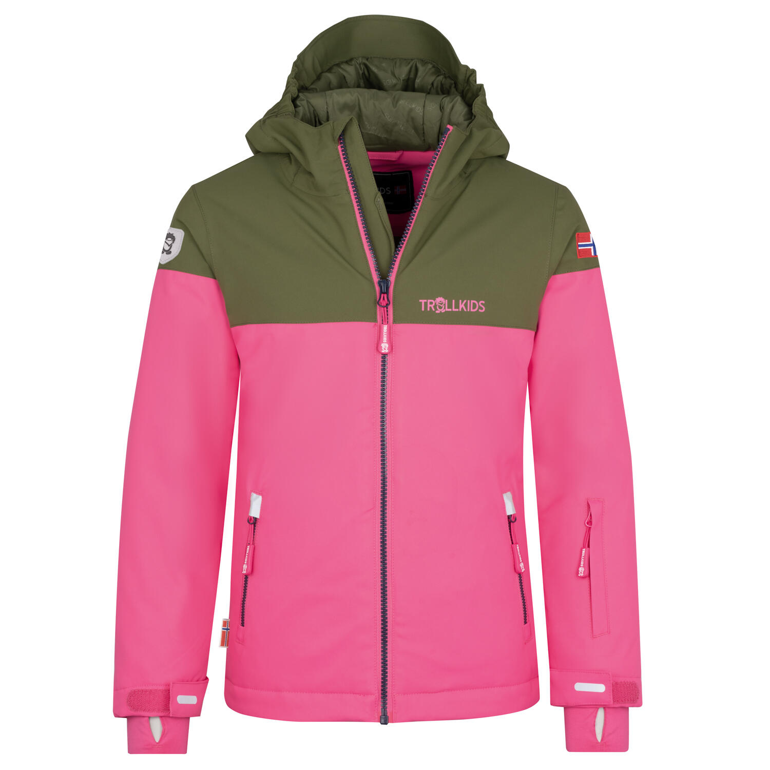 Girls Hallingdal ski jacket Dark olive/Light magenta/Navy blue