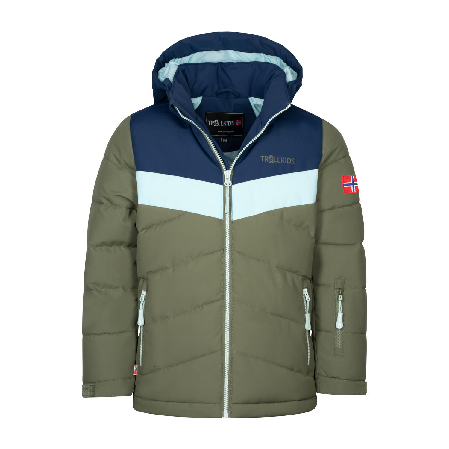 TROLLKIDS Mädchen Winterjacke Gryllefjord Marine/Dunkle Olive/Kalte Minze