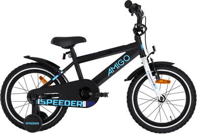 AMIGO Kinderfahrräder Jungen Speeder 12 Zoll Jungen Rücktrittbremse Schwarz/Blau