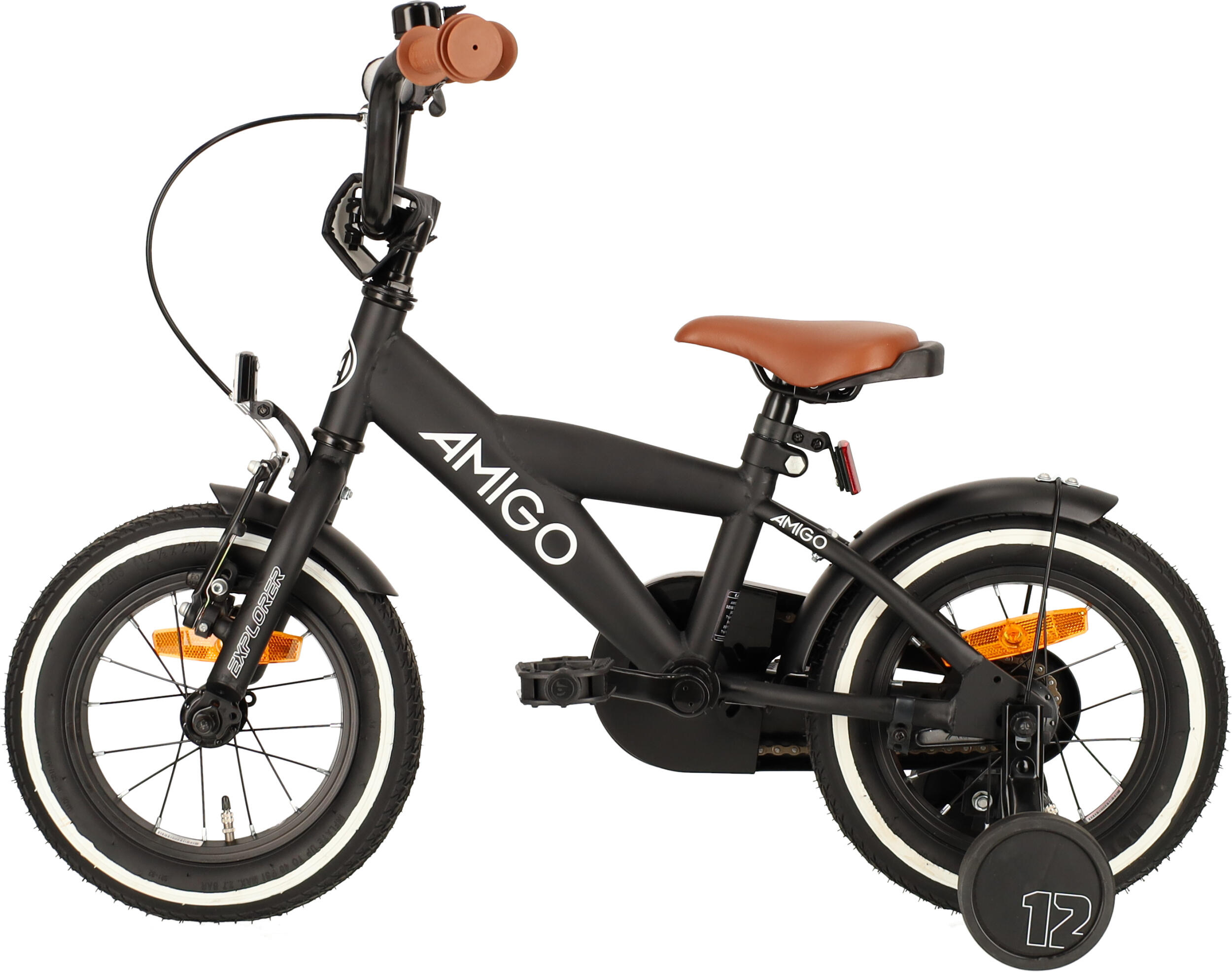 AMIGO Jongensfiets Explorer 12 Inch Jongens Terugtraprem Zwart/Wit 3/7