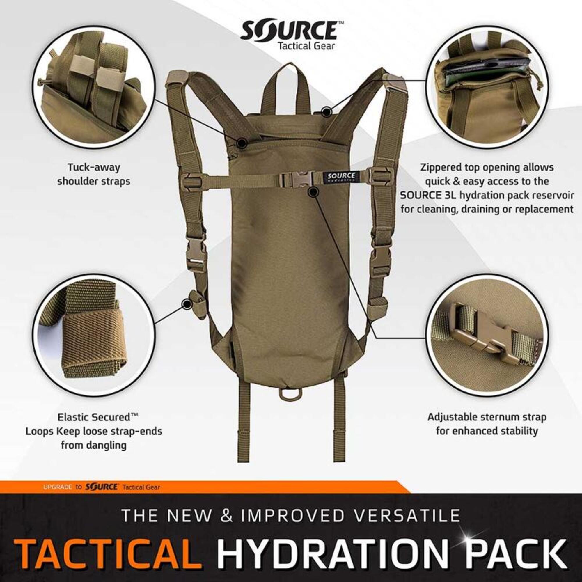 Sac à eau tactique - sac d'hydratation 3 litres sac à dos - Coyote