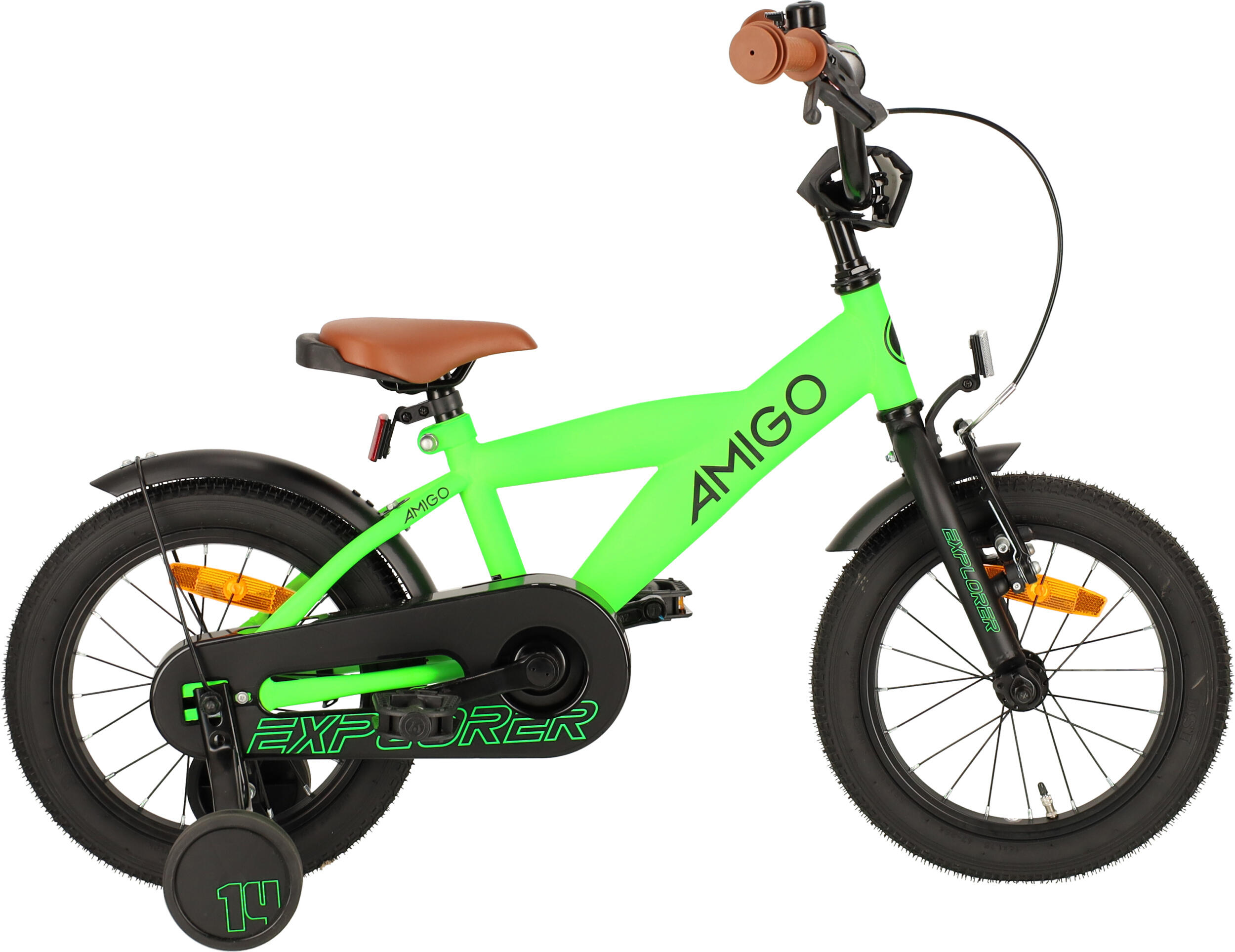 AMIGO AMIGO Jongensfiets Explorer 14 Inch Jongens Terugtraprem Groen/Zwart